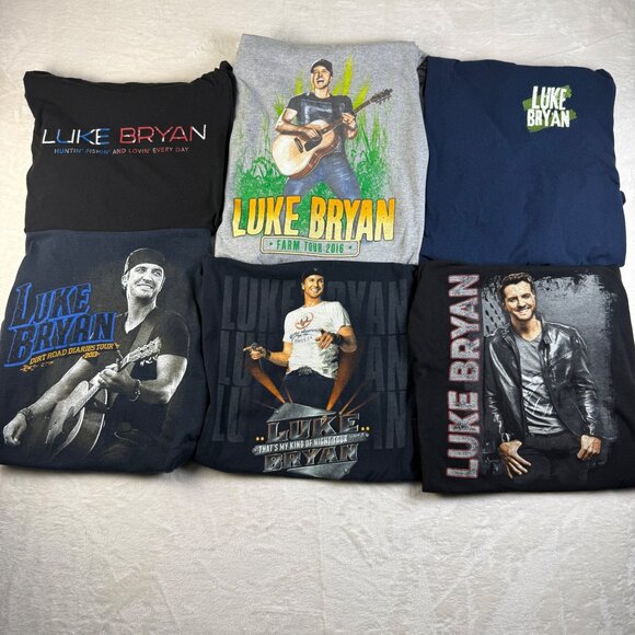 Lot of‎ 6 Double Sided Luke Bryan Concert Tshirts/Long Sleeves Size Small - Picture 1 of 9
